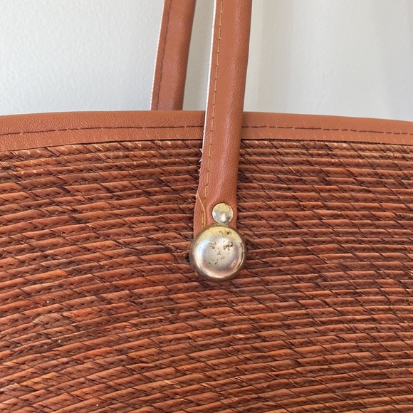 STRAW boho woven market basket bag - Picture 2 of 13